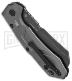 Kershaw Launch 14 Automatic Knife Cleaver Gray Aluminum - Black Stonewash Plain -Gerber Knives Store Kershaw Launch 14 Auto Cleaver BlackWash 7850 BHQ 139777 jr side large