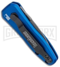 Kershaw Launch 4 Damascus Automatic Knife Blue CA Legal - Plain -Gerber Knives Store Kershaw Launch 4 CA Legal Auto Blue Damascus 7500BLUDAM BHQ 91856 jr side large