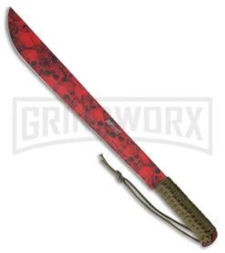 M-Tech Dead Headz Brown Paracord Machete - Red Plain