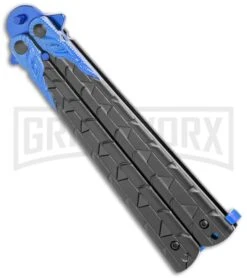 M-Tech Snake Eye Balisong Butterfly Trainer - Black / Blue -Gerber Knives Store M Tech Snake Eye Balisong Butterfly Trainer Black Blue BUTT PK 1157BL GX 36724 jr side large