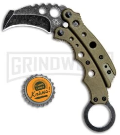 Mantis Vuja De Desert G-10 Balisong Karambit Butterfly Knife - Black SW Plain -Gerber Knives Store Mantis Vuja De Balisong Karambit Crossover Desert Tan G 10 Black SW MANMK4DTSW BHQ 56613 jr bottlecap large