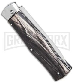 Mikov 241 Predator Dark Horn Automatic Lever Lock Knife Bayonet 6 Mikov 241 Predator Dark Horn Automatic Lever Lock Knife Bayonet -Gerber Knives Store Mikov 241 Predator LL Auto ABS Dark Horn Bayo BHQ 92884 jr side large