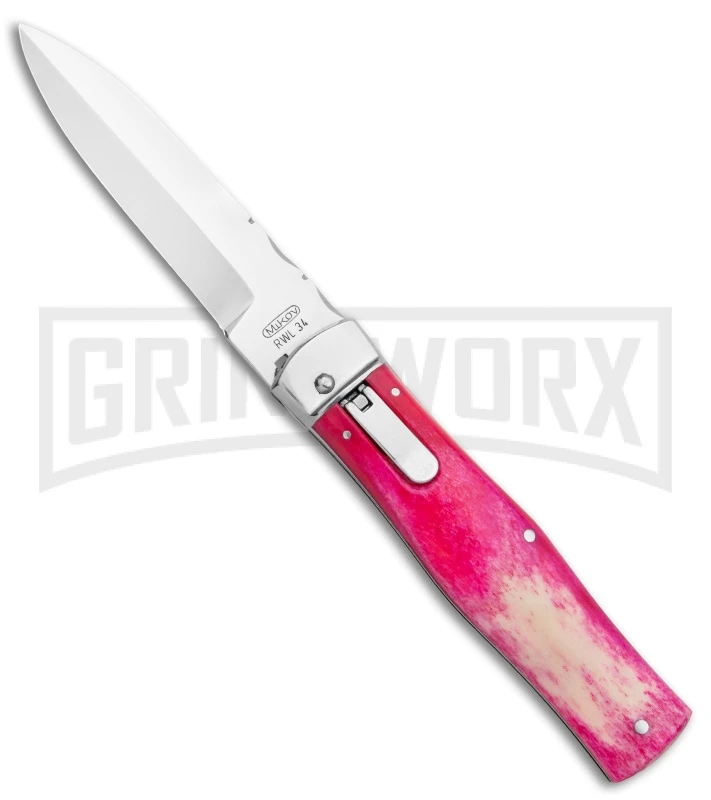 Mikov 241 Predator Lilac Dyed Bone Automatic Lever Lock Knife - Bayo 1 Mikov 241 Predator Lilac Dyed Bone Automatic Lever Lock Knife - Bayo