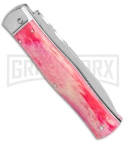 Mikov 241 Predator Lilac Dyed Bone Automatic Lever Lock Knife - Bayo 7 Mikov 241 Predator Lilac Dyed Bone Automatic Lever Lock Knife - Bayo -Gerber Knives Store Mikov 241 Predator Lilac Dyed Bone Auto LL Bayo BHQ 104170 jr side large