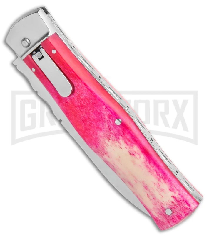 Mikov 241 Predator Lilac Dyed Bone Automatic Lever Lock Knife - Bayo 2 Mikov 241 Predator Lilac Dyed Bone Automatic Lever Lock Knife - Bayo - Image 2