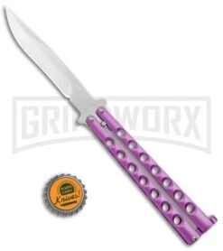 Light Purple Balisong Butterfly Knife - Satin Plain -Gerber Knives Store Pink Balisong Butterfly Satin Plain GX 37427 jr bottlecap large