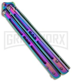 Rainbow Balisong Butterfly Knife -Gerber Knives Store Rainbow Balisong Butterfly Knife GX 37610 td side large