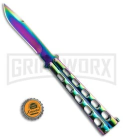 Monarch Integral Black Balisong Butterfly Knife - Spectrum Plain 7 Monarch Integral Black Balisong Butterfly Knife - Spectrum Plain -Gerber Knives Store Rainbow Balisong Butterfly Knife GX 37611 td size large