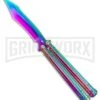 Rainbow Balisong Tanto Compound Butterfly Knife - Rainbow Plain
