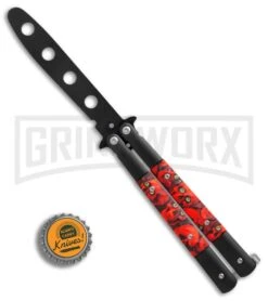 Red Demon Trainer Balisong Butterfly Knife - Black Plain -Gerber Knives Store Red Demon Trainer butterfly black BP 20689 er bottlecap large