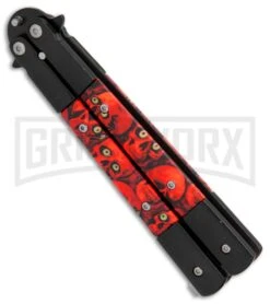 Red Demon Trainer Balisong Butterfly Knife - Black Plain -Gerber Knives Store Red Demon Trainer butterfly black BP 20689 er spine large
