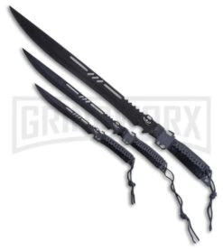 Renegade Tactical Steel Strike Force Tri-Shadow Machete Set Gray Cord - Black