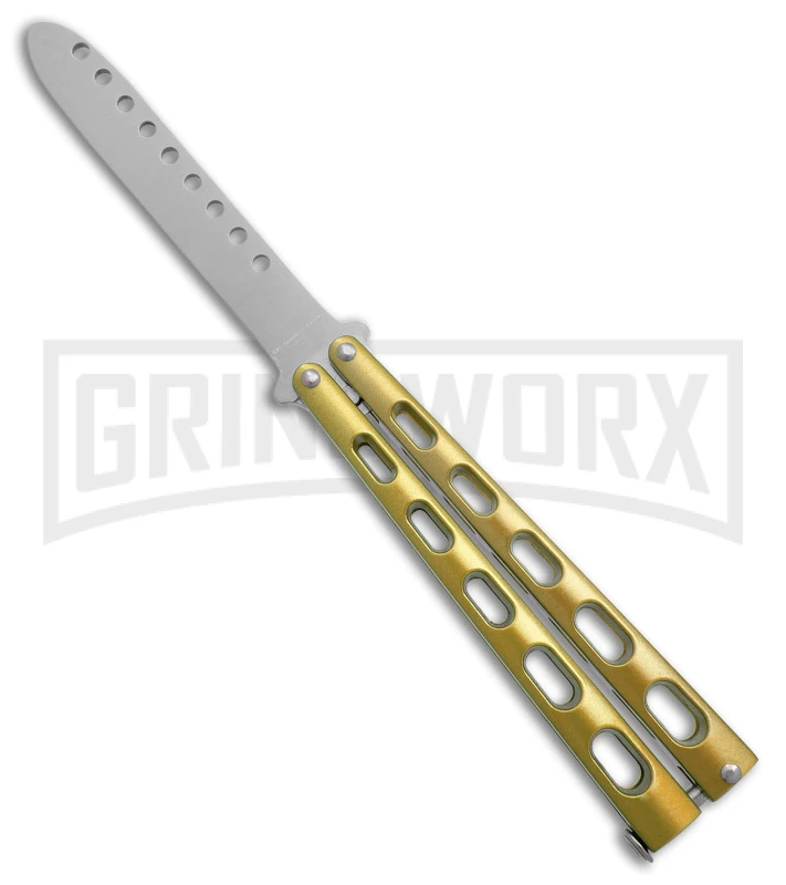 Ronin Gear Gold Balisong Trainer Butterfly Knife - Satin Plain 1 Ronin Gear Gold Balisong Trainer Butterfly Knife - Satin Plain