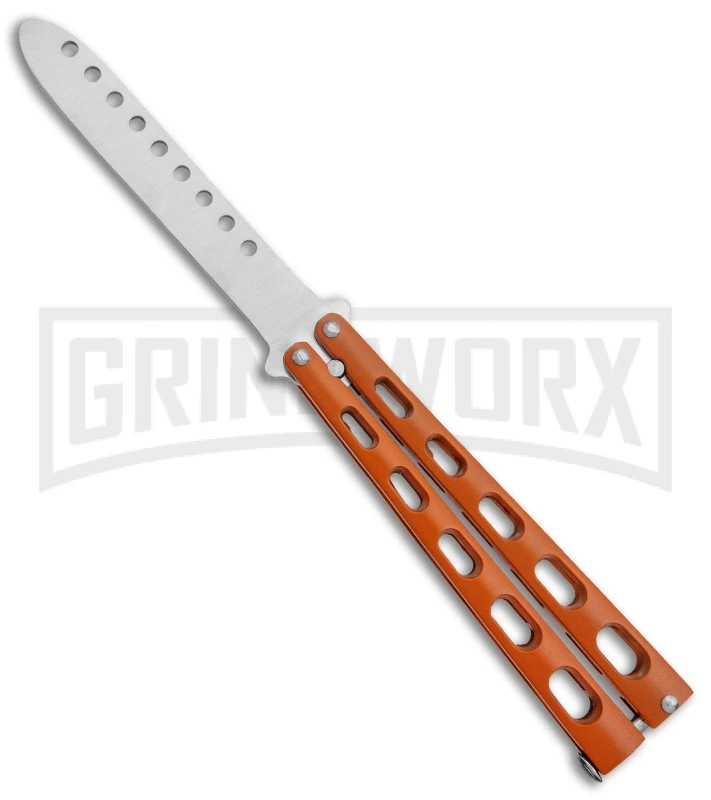 Ronin Gear Orange Balisong Trainer Butterfly Knife - Satin Plain 1 Ronin Gear Orange Balisong Trainer Butterfly Knife - Satin Plain