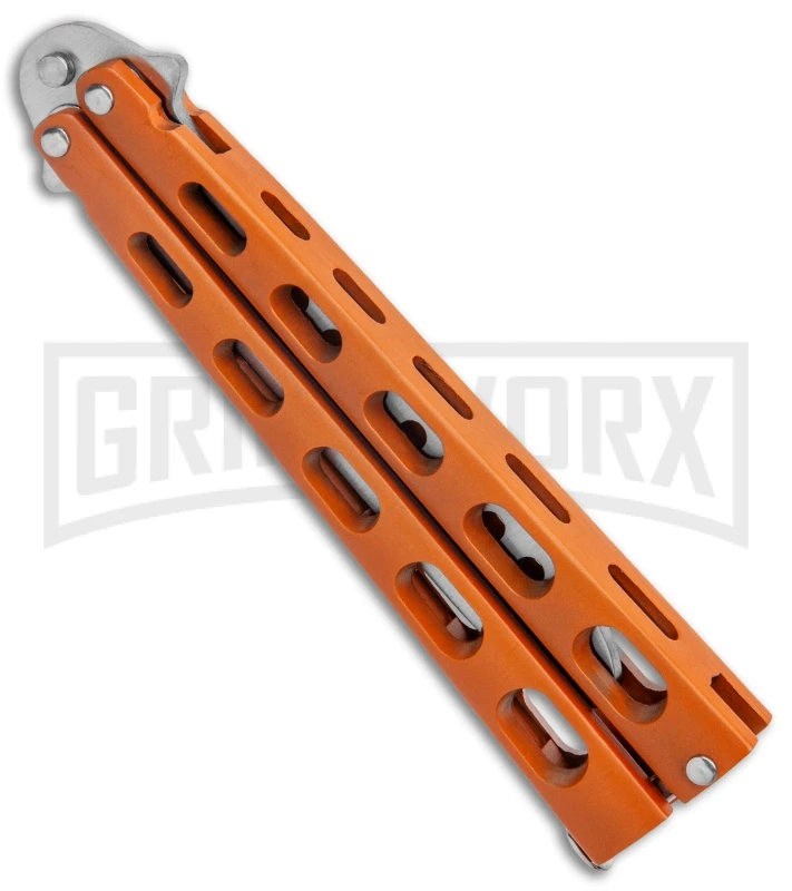 Ronin Gear Orange Balisong Trainer Butterfly Knife - Satin Plain 3 Ronin Gear Orange Balisong Trainer Butterfly Knife - Satin Plain - Image 3