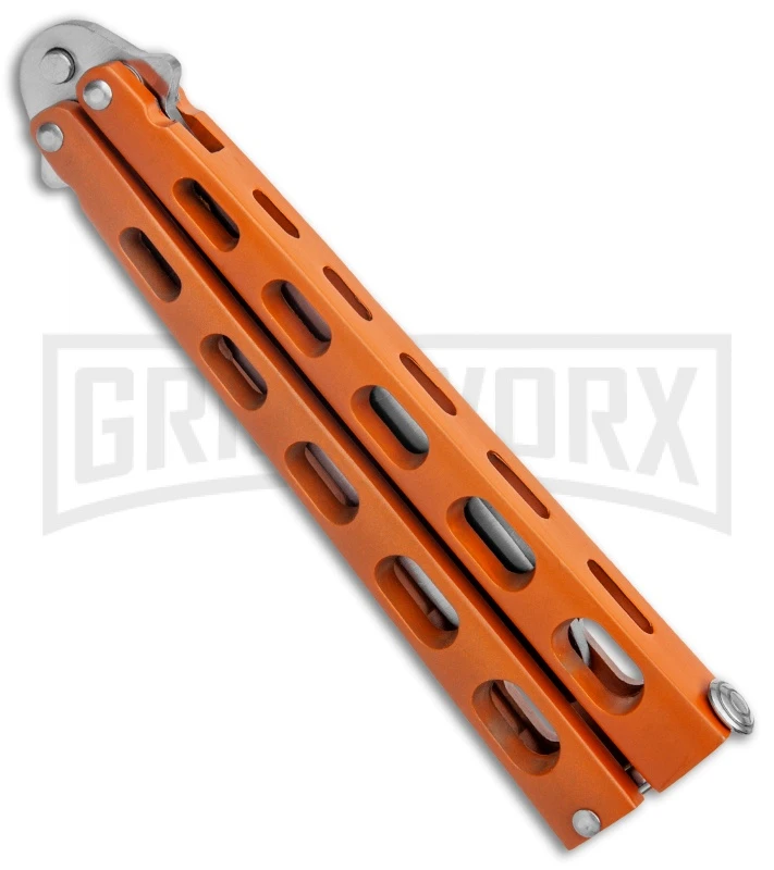 Ronin Gear Orange Balisong Trainer Butterfly Knife - Satin Plain 2 Ronin Gear Orange Balisong Trainer Butterfly Knife - Satin Plain - Image 2