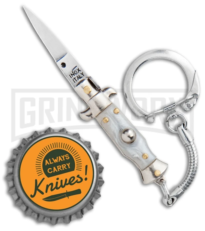 SKM 2.75" Italian Stiletto Keychain Gray Automatic Knife 4 SKM 2.75" Italian Stiletto Keychain Gray Automatic Knife - Image 4