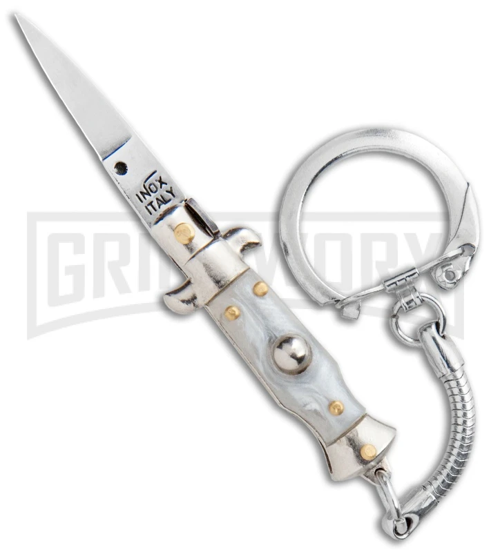 SKM 2.75" Italian Stiletto Keychain Gray Automatic Knife 1 SKM 2.75" Italian Stiletto Keychain Gray Automatic Knife
