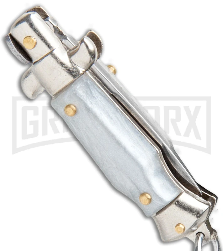 SKM 2.75" Italian Stiletto Keychain Gray Automatic Knife 3 SKM 2.75" Italian Stiletto Keychain Gray Automatic Knife - Image 3