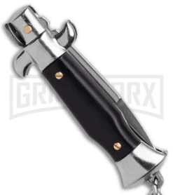 SKM 4" Italian Stiletto Black Automatic Knife Keychain - Bayo 5 SKM 4" Italian Stiletto Black Automatic Knife Keychain - Bayo -Gerber Knives Store SKM 4in Keycahing Stiletto AK Black 1in Satin Bayo BHQ 183372 td side large