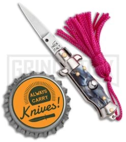 Italian Stiletto Gray Marble Automatic Knife Pink Keychain - Flat Grind 7 Italian Stiletto Gray Marble Automatic Knife Pink Keychain - Flat Grind -Gerber Knives Store SKM Italian Stiletto Keychain Auto Marble Pink Satin BHQ 102938 jr bottlecap large