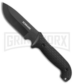 Schrade Frontier Black TPE Full Tang Fixed Blade Knife - Black Plain