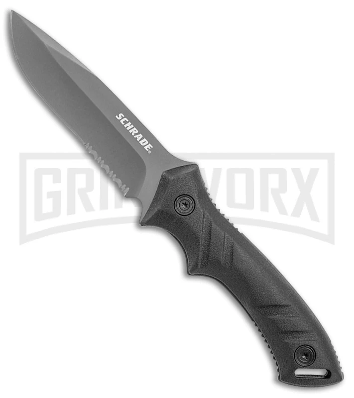 Schrade SCHF31S Black TPE Fixed Blade Knife - Gray Serr 1 Schrade SCHF31S Black TPE Fixed Blade Knife - Gray Serr