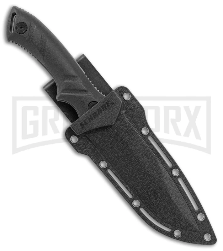 Schrade SCHF31S Black TPE Fixed Blade Knife - Gray Serr 2 Schrade SCHF31S Black TPE Fixed Blade Knife - Gray Serr - Image 2