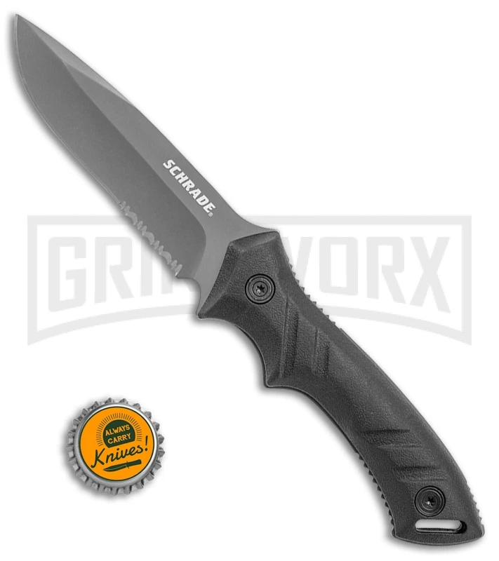 Schrade SCHF31S Black TPE Fixed Blade Knife - Gray Serr 3 Schrade SCHF31S Black TPE Fixed Blade Knife - Gray Serr - Image 3