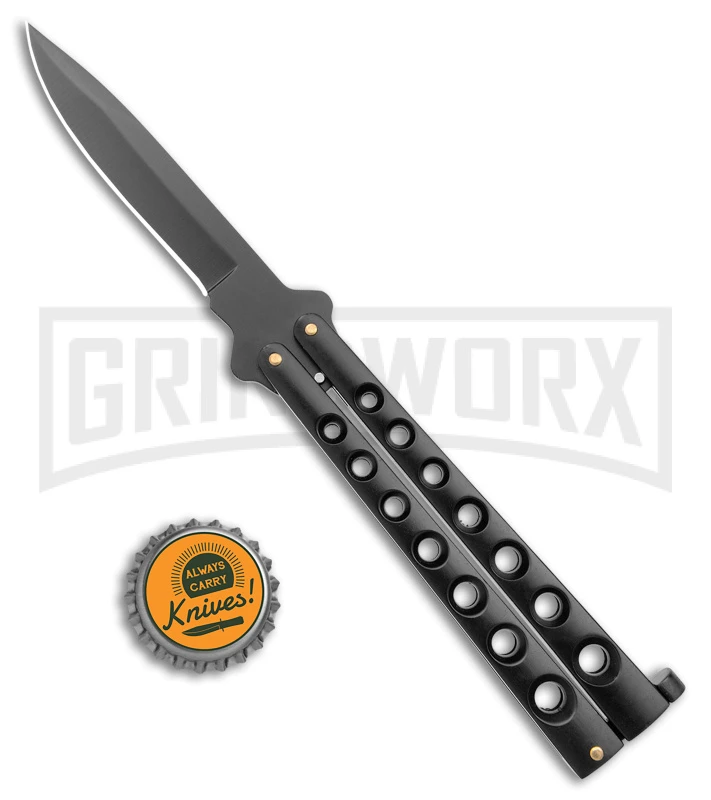 Scoundrel Balisong Black Butterfly Knife - Black Plain 4 Scoundrel Balisong Black Butterfly Knife - Black Plain - Image 4