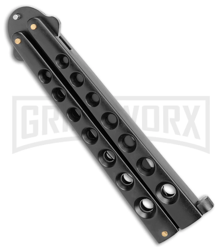 Scoundrel Balisong Black Butterfly Knife - Black Plain 2 Scoundrel Balisong Black Butterfly Knife - Black Plain - Image 2