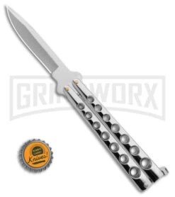 Scoundrel Balisong Silver Butterfly Knife - Satin Plain -Gerber Knives Store Scoundrel Balisong Silver Butterfly Knife Satin GX 39635 td size large