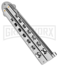 Front Page 22 Front Page -Gerber Knives Store Scoundrel Balisong Silver Butterfly Knife Satin GX 39635 td spine large