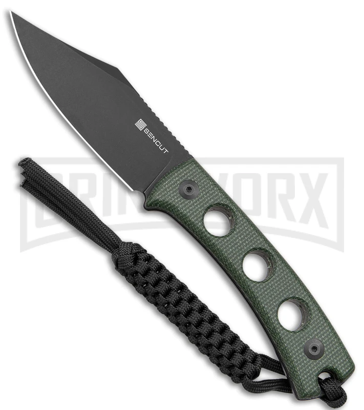 SENCUT Waxahachie Dark Green Micarta Fixed Blade Knife - Black SW 1 SENCUT Waxahachie Dark Green Micarta Fixed Blade Knife - Black SW