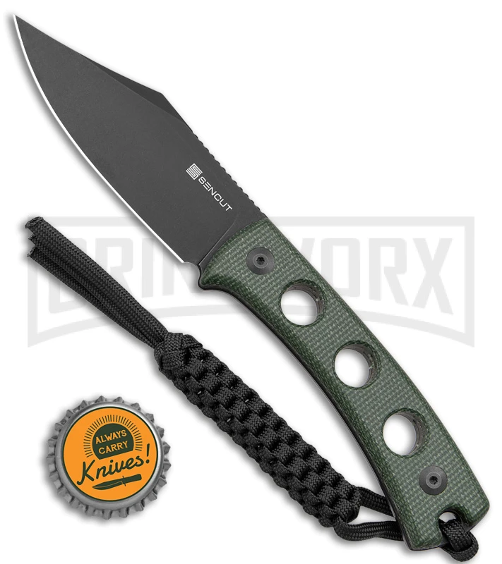 SENCUT Waxahachie Dark Green Micarta Fixed Blade Knife - Black SW 4 SENCUT Waxahachie Dark Green Micarta Fixed Blade Knife - Black SW - Image 4