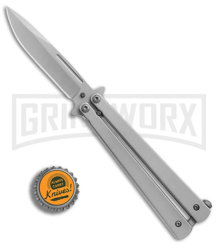 Skipper Gray Balisong Butterfly Knife - Gray Plain 4 Skipper Gray Balisong Butterfly Knife - Gray Plain - Image 4