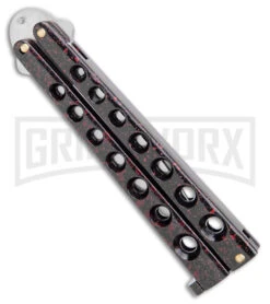 Scoundrel Balisong Black Red Butterfly Knife - Satin Plain -Gerber Knives Store Soundrel Balisong Butterfly Black Red Satin BHQ 163784 jr side large