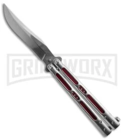 Boss Butterfly Knife Stainless Steel Red Liners - Gray Plain