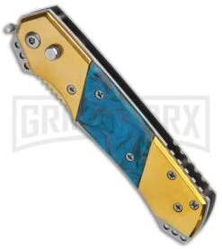 Front Page 15 Front Page -Gerber Knives Store Super Knife Croc Auto Stainless Gold Blue Serr GX 35767 jr spine large