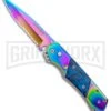 Super Knife Croc Automatic Knife Stainless Rainbow W/ Blue Inlay - Rainbow Serr