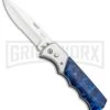 Super Knife Dingo Blue Marble Acrylic Automatic Knife - Satin Serr