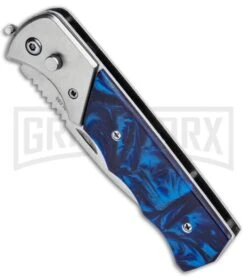Front Page 17 Front Page -Gerber Knives Store Super Knife Dingo Blue Marble Acrylic Auto Satin Serr GA623SLMBL GX 33492 jr spine large