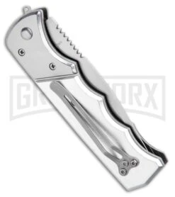 Super Knife Dingo Green Acrylic Automatic Knife - Satin Serr -Gerber Knives Store Super Knife Dingo Green Acrylic Automatic Knife Satin Serrated GX 33704 ns side large