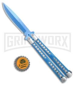 Swift Blue Balisong Titanium Coated Butterfly Knife - Blue 7 Swift Blue Balisong Titanium Coated Butterfly Knife - Blue -Gerber Knives Store Swift Blue Balisong Ti Coated Butterfly Blue BHQ 163595 jr bottlecap large