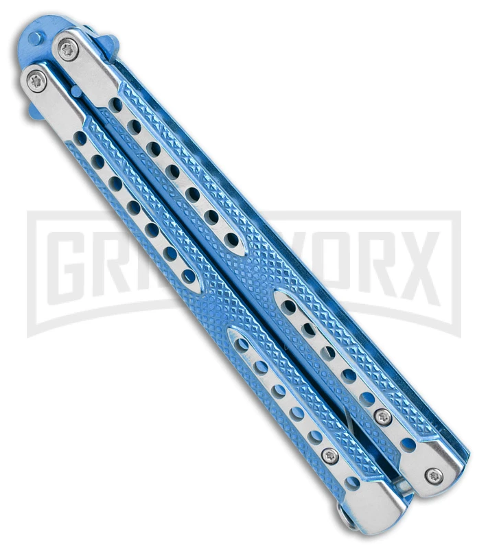 Swift Blue Balisong Titanium Coated Butterfly Knife - Blue 3 Swift Blue Balisong Titanium Coated Butterfly Knife - Blue - Image 3