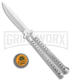 Swift Silver Balisong Titanium Coated Butterfly Knife - Satin -Gerber Knives Store Swift Silver Balisong Ti Coated Butterfly Satin GX 39696 jr bottlecap large