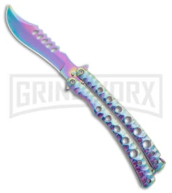 Swift 9"Rainbow Persian Balisong Coated Butterfly Knife - Spectrum
