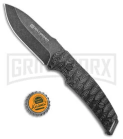 Willumsen Copenhagen Birddog Black/Gray Fixed Blade Knife - Stonewash Plain -Gerber Knives Store Willumsen Copenhagen Birddog Fixed Blade Black Dark SW BHQ 163650 jr bottlecap large