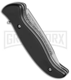 Zlatoust Ebony Wood Russian Automatic Knife (3.5" Mirror) -Gerber Knives Store Zlatoust Russian Ebony Wood Mirror BP 19461 jr side large