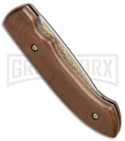 Zlatoust Walnut Wood Russian Automatic Knife (3.5" Mirror) -Gerber Knives Store Zlatoust Russian Walnut Wood Mirror BP 19462 jr side large